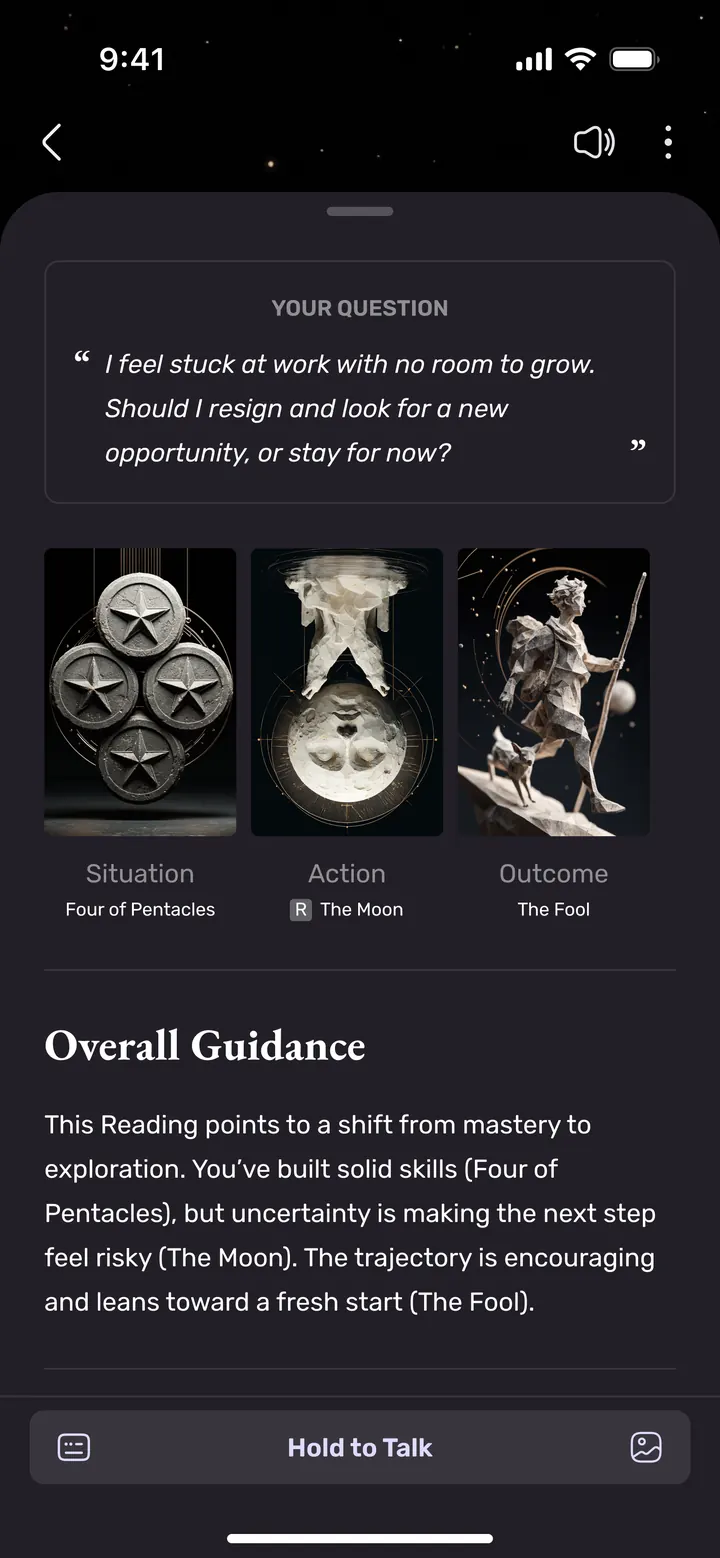 Tarot — Starot app screen